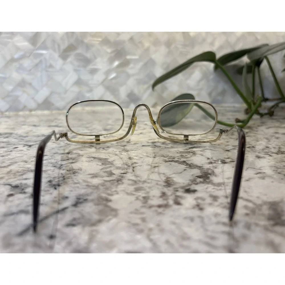 Vintage Reading Glasses Flip Down Lenses Gold‎ Tone Metal 1960s Steampunk